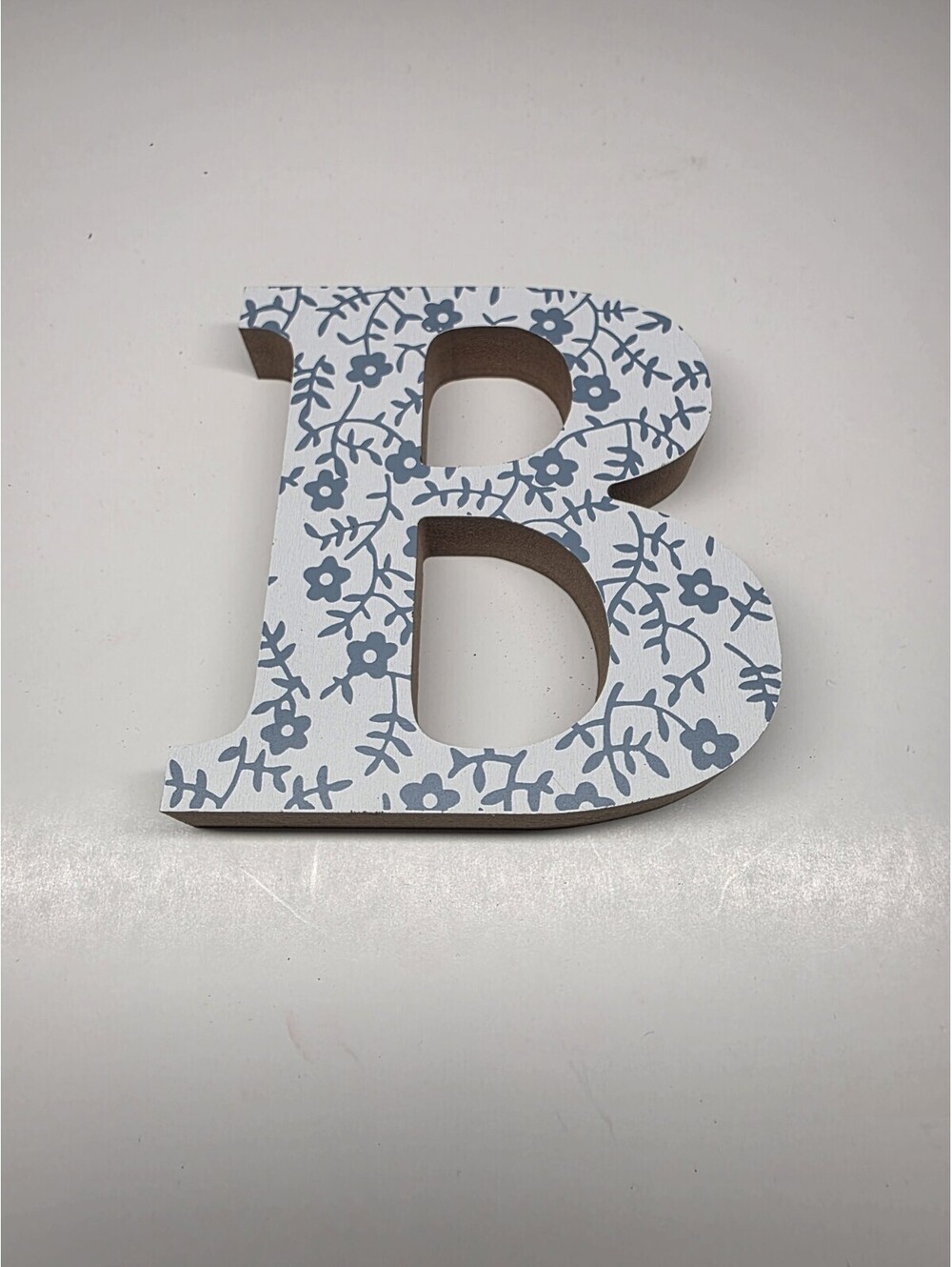 Decorative Wood Free Standing / Hang Letter "B" Blue Floral
